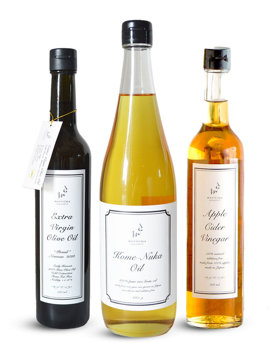 メリリマ 人気3種セット オリーブオイル 米ぬか油 りんご酢