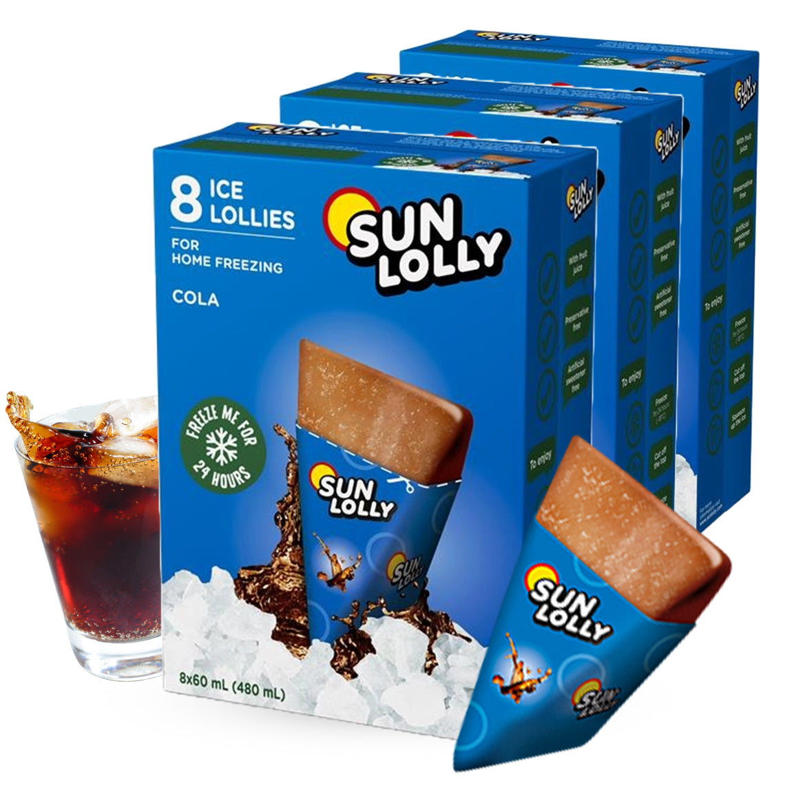 SUN LOLLY コーラ味 8個入【常温で届いて家庭で凍らせるアイスキャンディー／保存料・人工甘味料不使用】