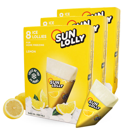 SUN LOLLY レモン味 8個入×3箱セット【常温で届いて家庭で凍らせるアイスキャンディー／保存料・人工甘味料不使用】