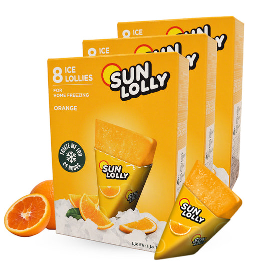 SUN LOLLY オレンジ味 8個入×3箱セット【常温で届いて家庭で凍らせるアイスキャンディー／保存料・人工甘味料不使用】