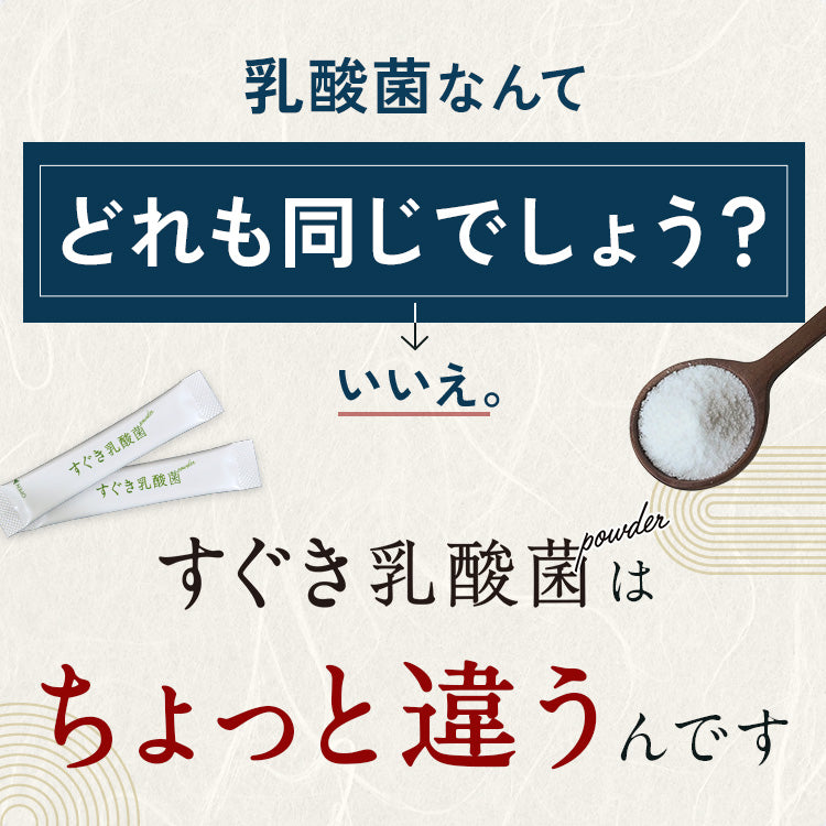 乳酸菌なんてどれも同じでしょう？いいえ。すぐき乳酸菌パウダーは、ちょっと違うんです